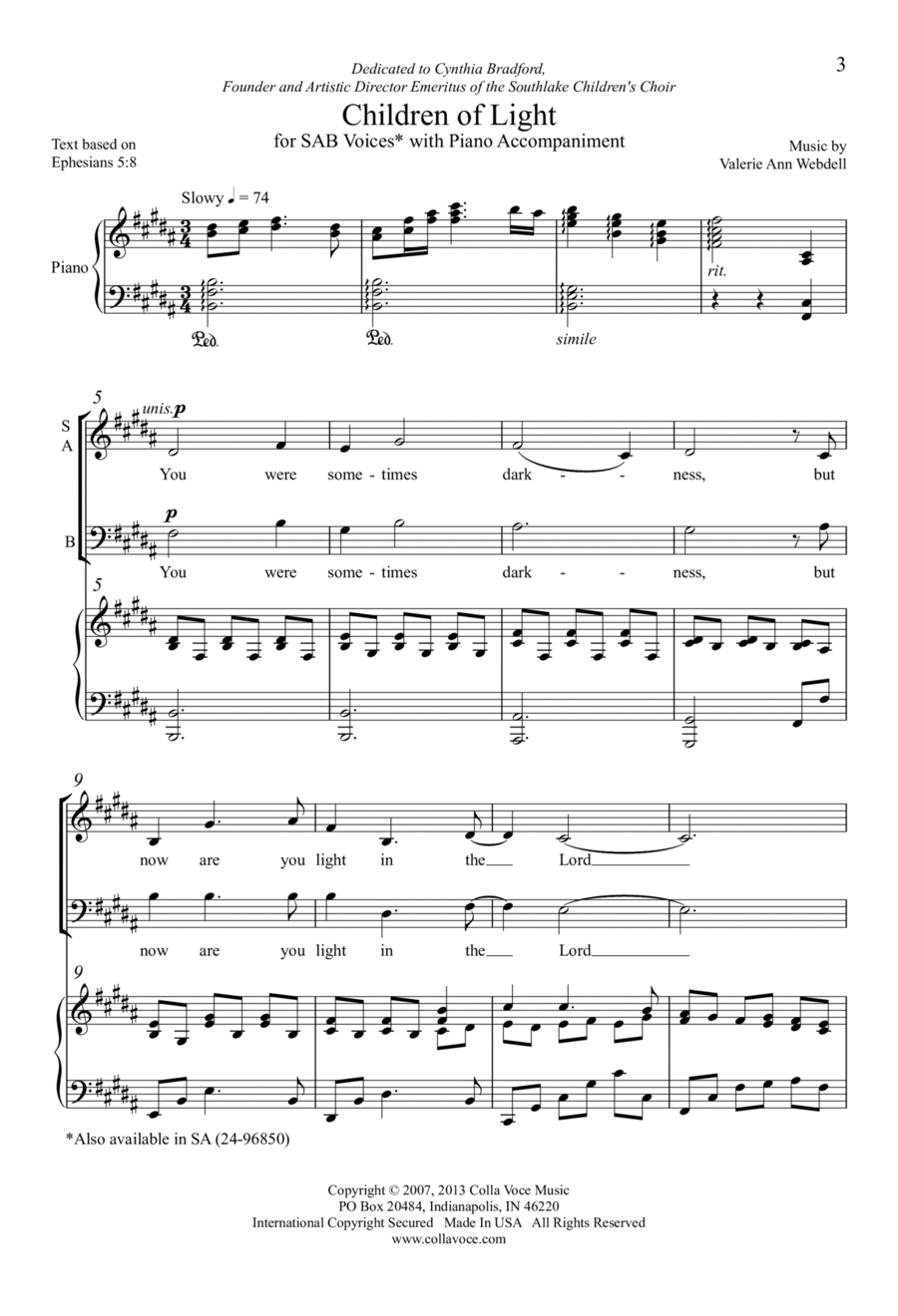 Children of Light Children of Light 3-Part scores gallery preview page 1