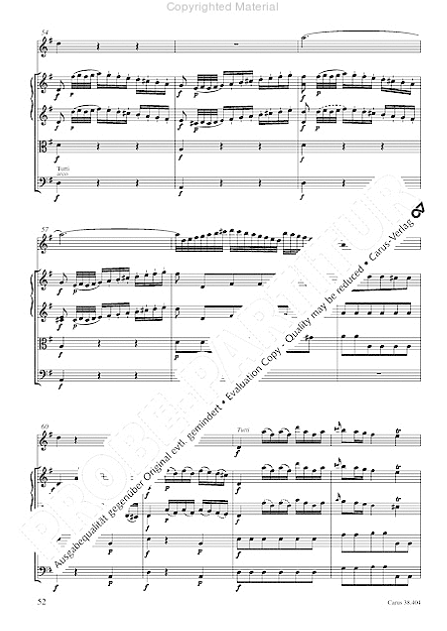 Concerto for Flute in D major (Concerto per il Flauto traverso in D / Flotenkonzert in D) Flute Solo scores gallery preview page 54