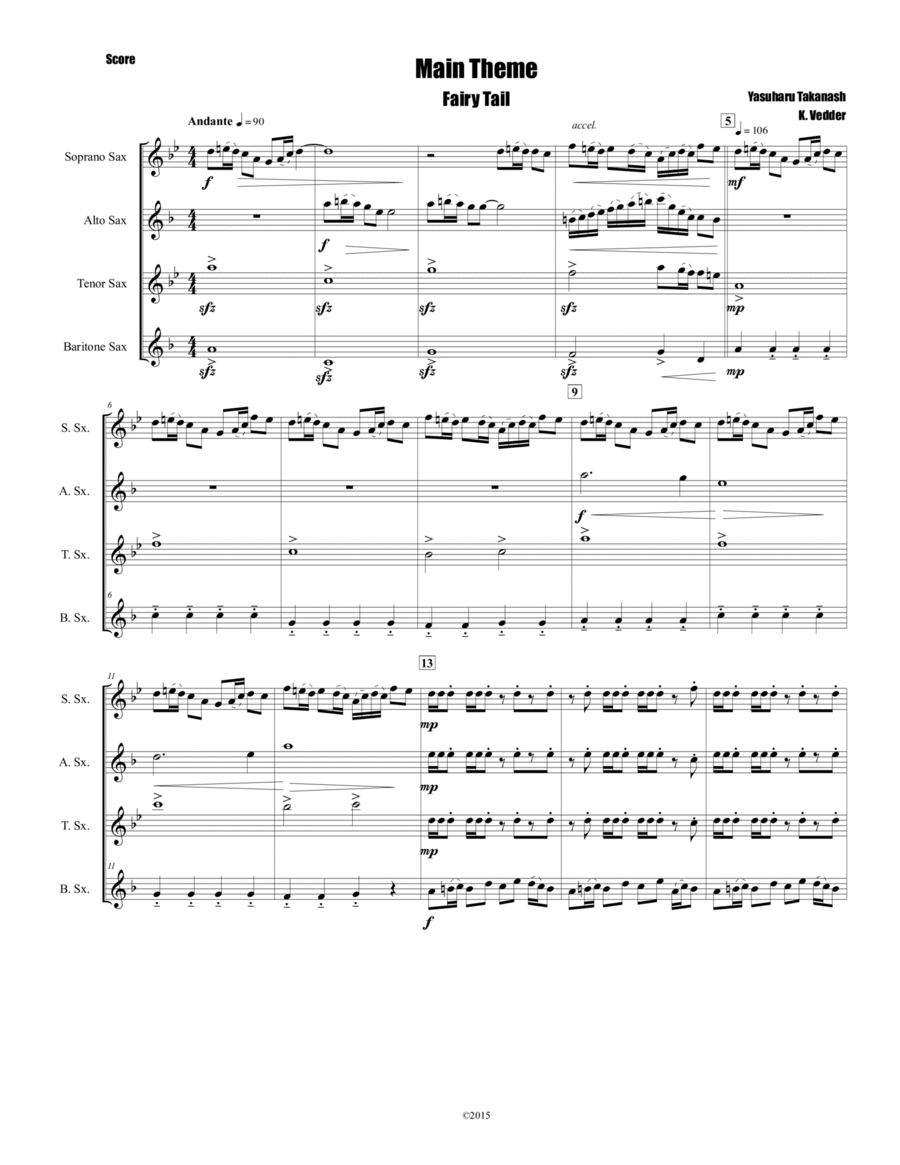 Fairy Tail Woodwind Quartet scores gallery preview page 1