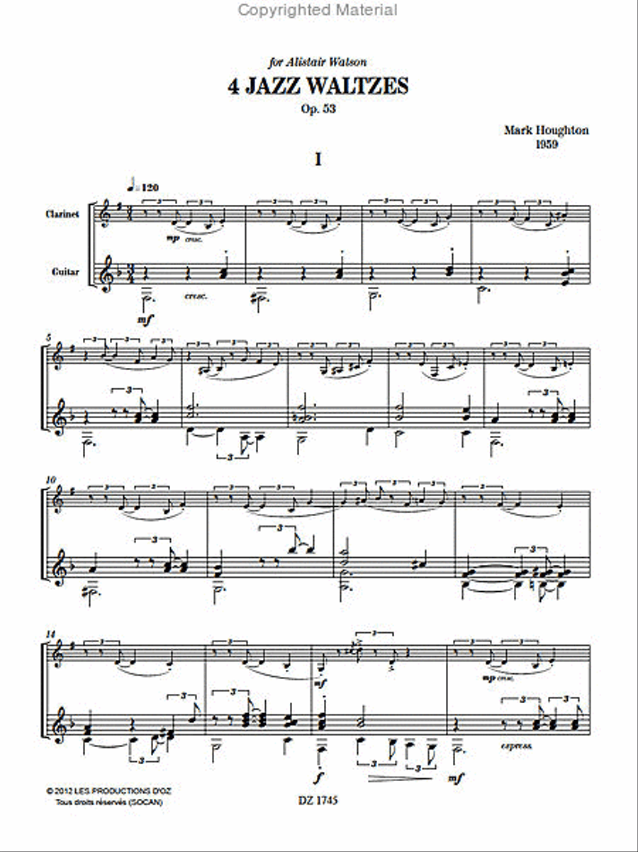 4 Jazz Waltzes Clarinet scores gallery preview page 2