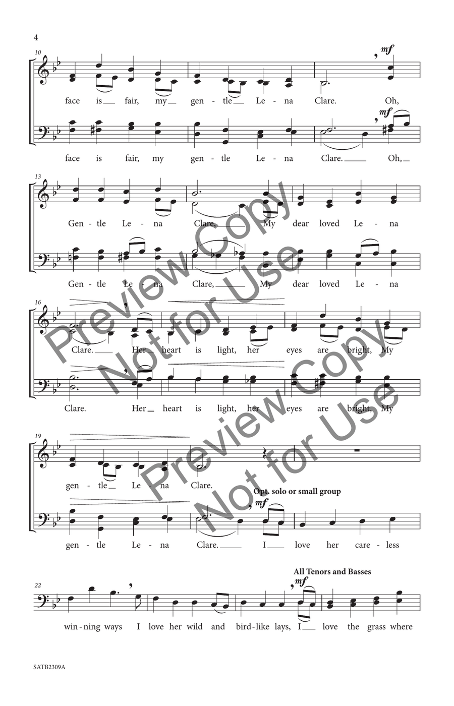 Gentle Lena Clare SATB Gentle Lena Clare SATB 4-Part scores gallery preview page 5