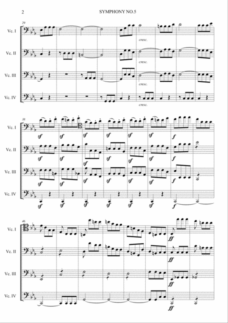 Symphony No.5 Op.67 Hard Version Cello scores gallery preview page 2