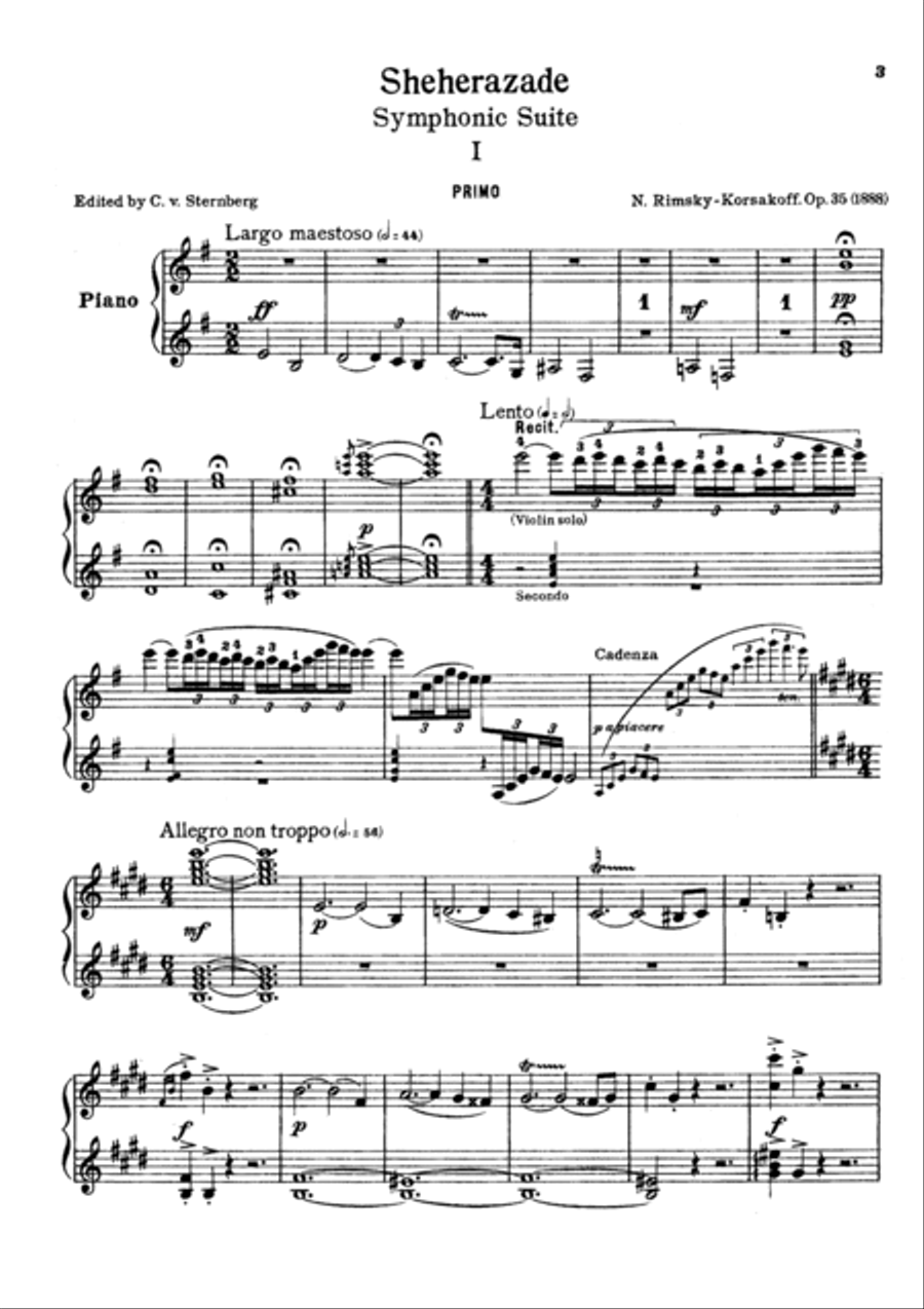 Rimsky-Korsakov      Sheherazade I, for piano duet(1 piano, 4 hands), PR831