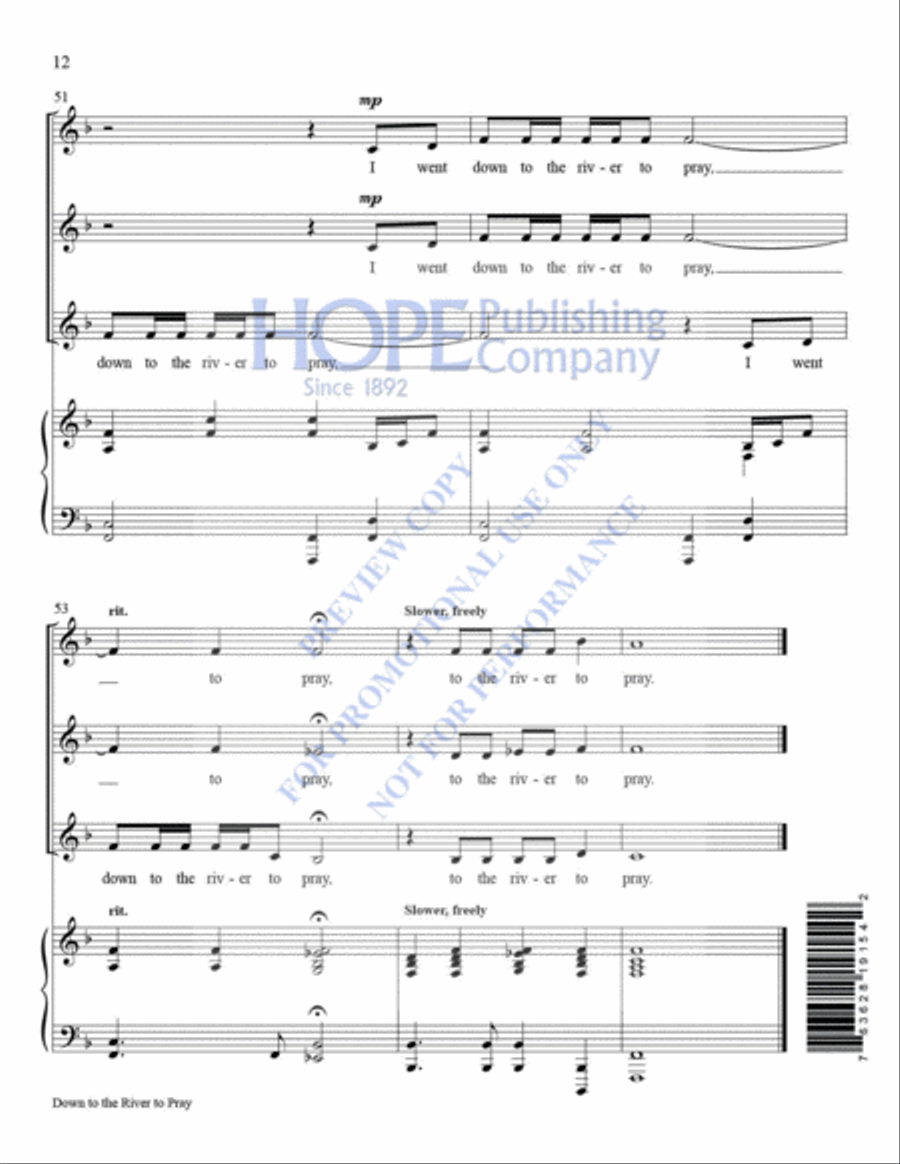Down to the River to Pray with Lord, Listen to Your Children Voice scores gallery preview page 13
