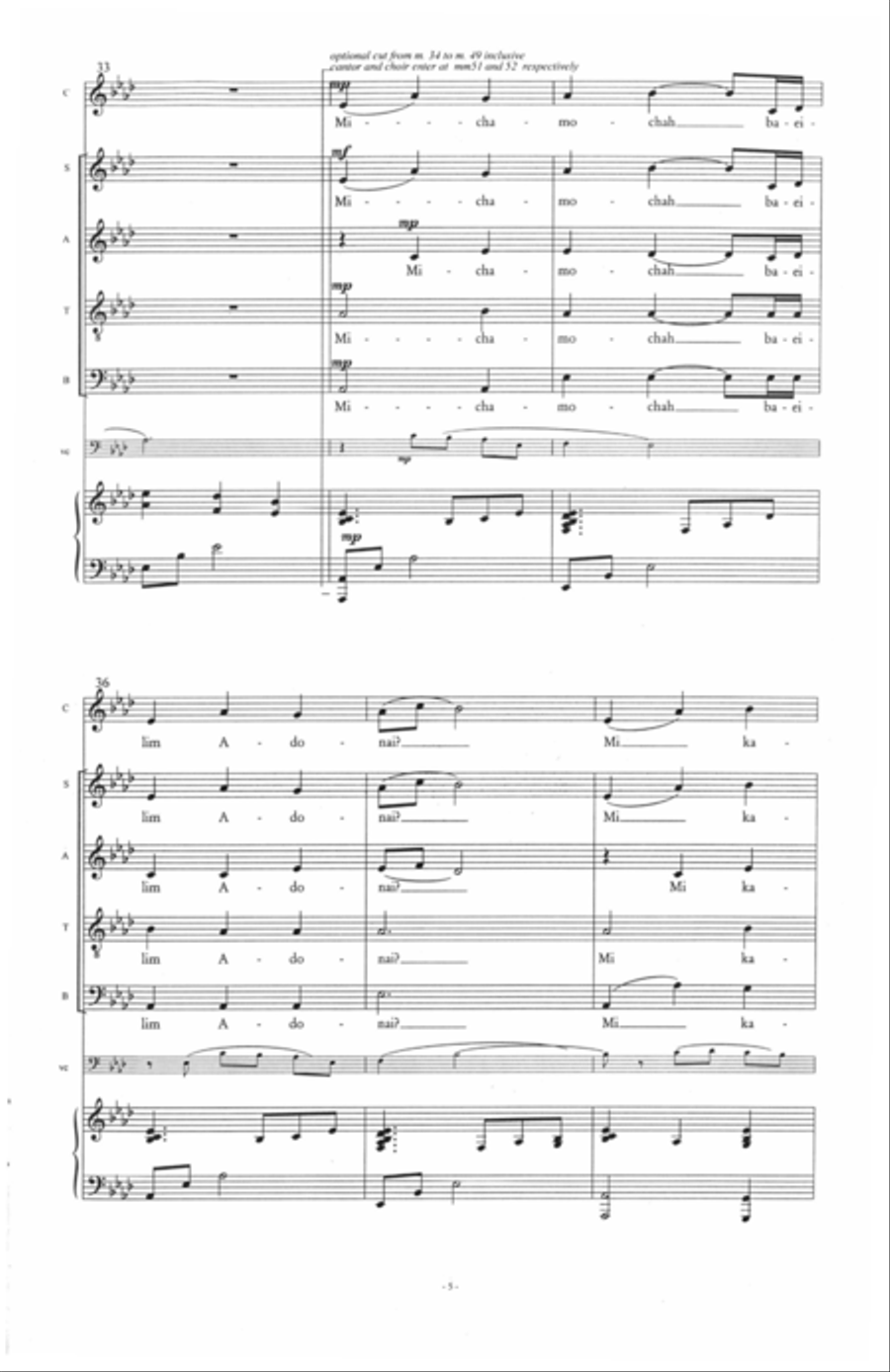 Mi Chamochah (Who Is Like You) 4-Part scores gallery preview page 5