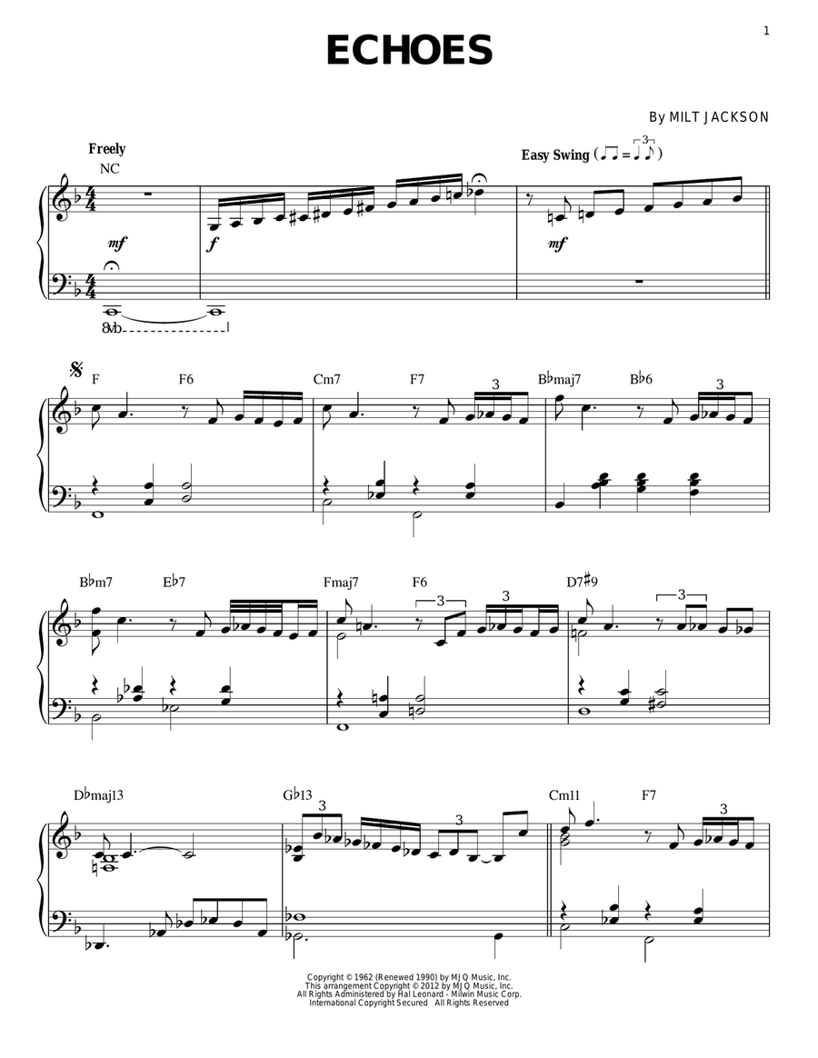 Echoes (arr. Brent Edstrom) Piano Solo scores gallery preview page 1