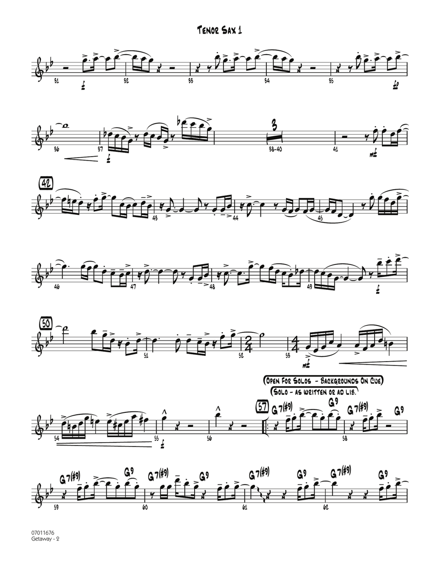 Getaway - Tenor Sax 1 Tenor Saxophone scores gallery preview page 2