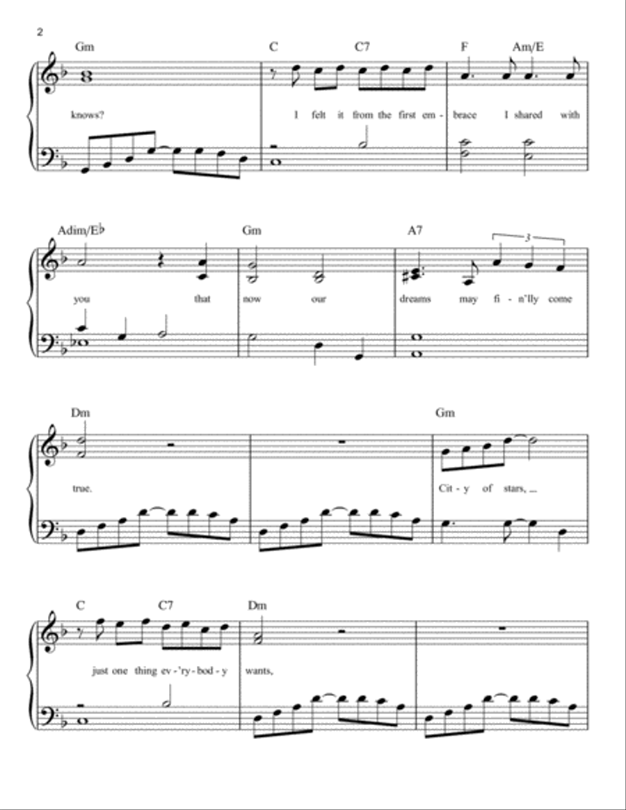 City Of Stars (from La La Land) Easy Piano scores gallery preview page 2