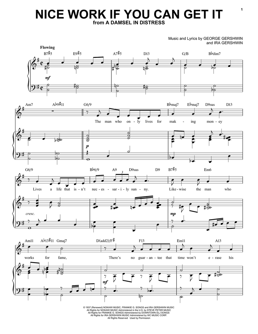 Nice Work If You Can Get It [Jazz version] (arr. Brent Edstrom) High Voice scores gallery preview page 1