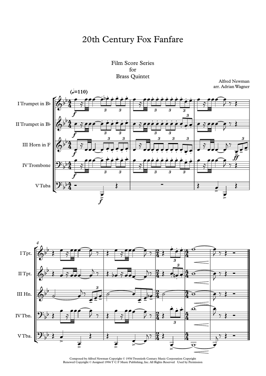 Twentieth Century Fox Trademark Euphonium scores gallery preview page 3