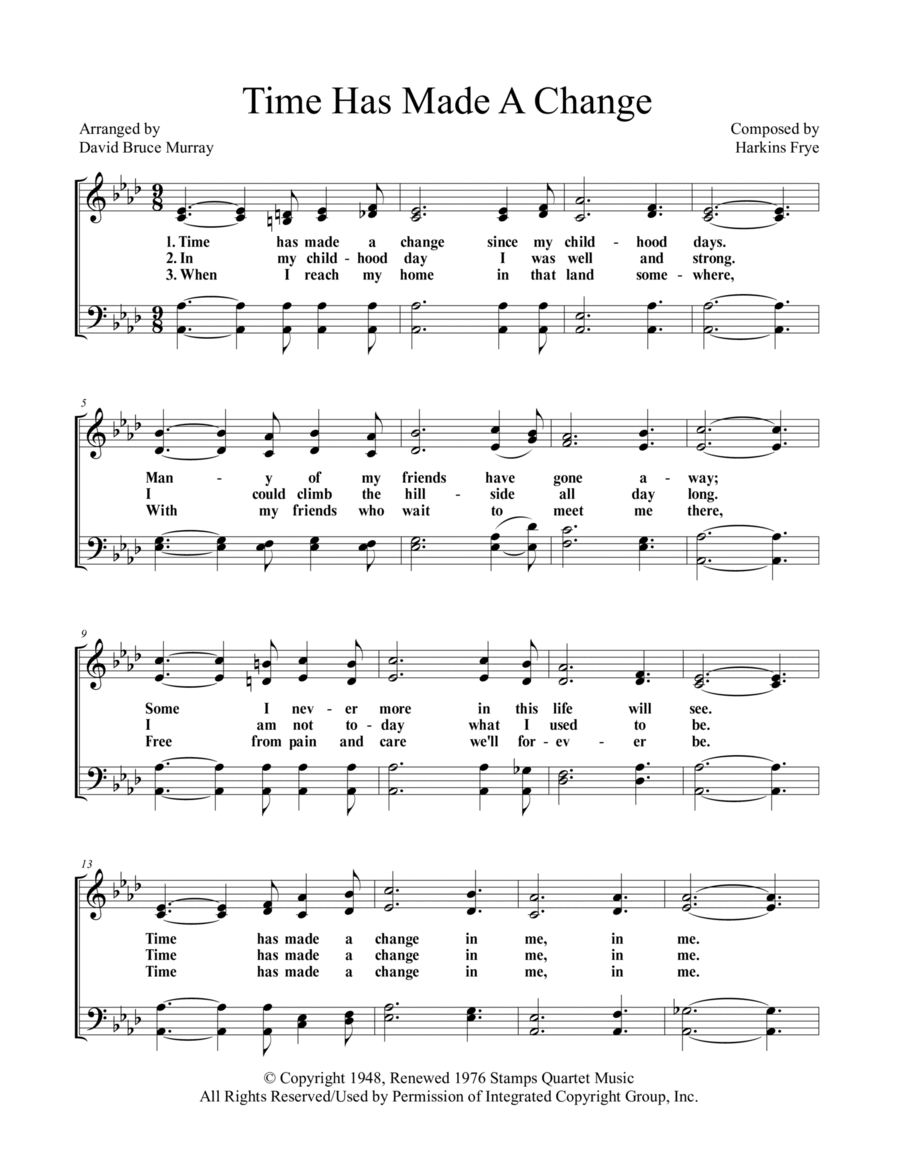 Time Has Made A Change 4-Part scores gallery preview page 1