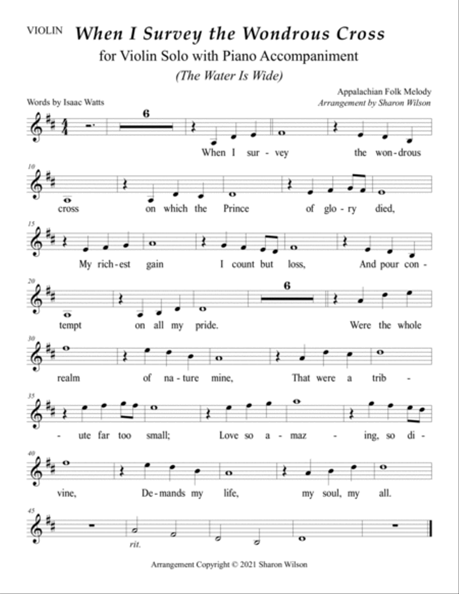 When I Survey the Wondrous Cross (Easy Violin Solo with Piano Accompaniment) image number null