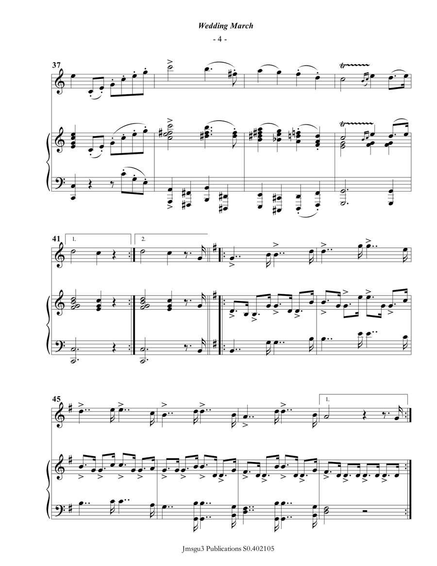 Mendelssohn: Wedding March for Violin & Piano Violin Solo scores gallery preview page 5