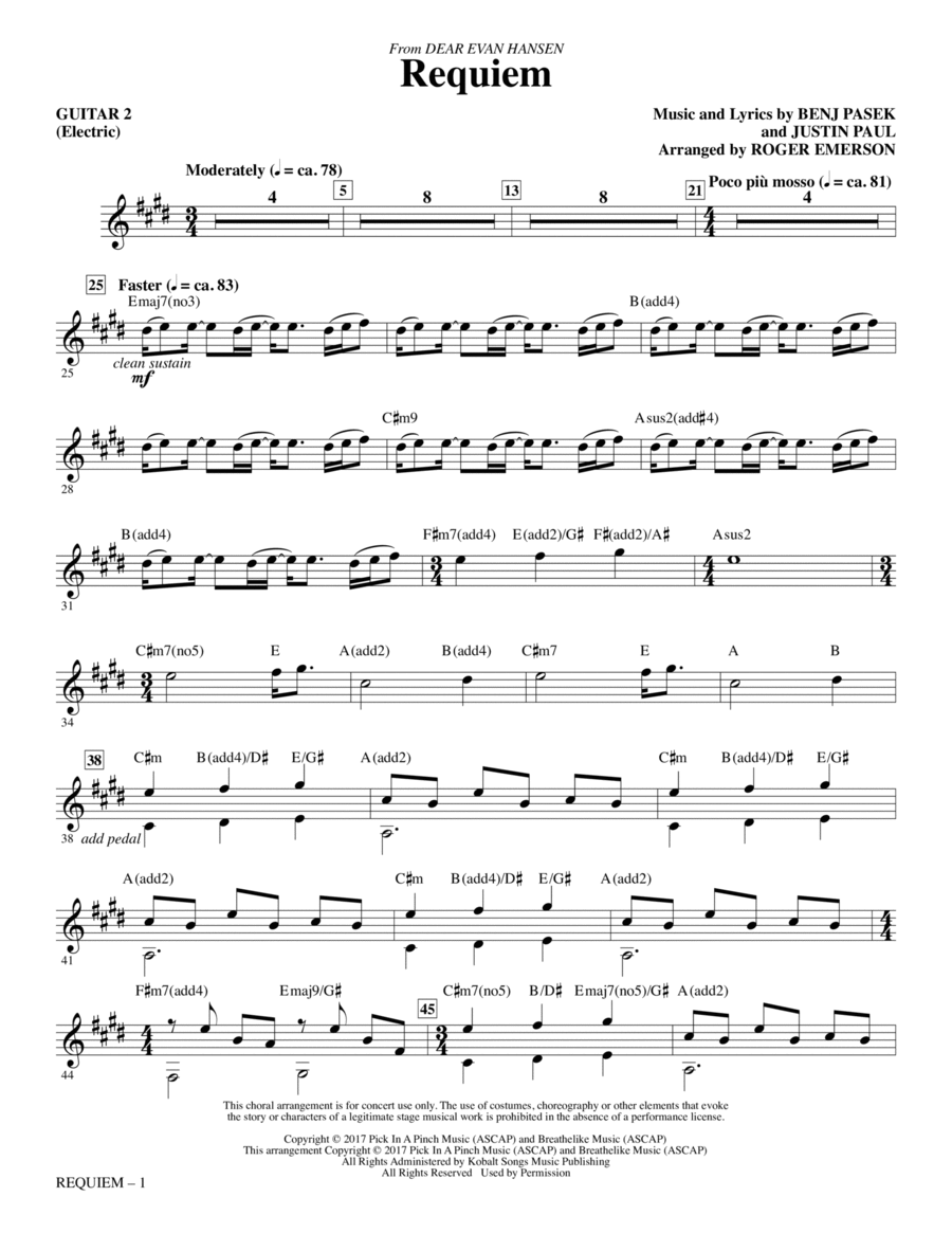 Requiem (from Dear Evan Hansen) (arr. Roger Emerson) - Guitar 2 Choir scores gallery preview page 1