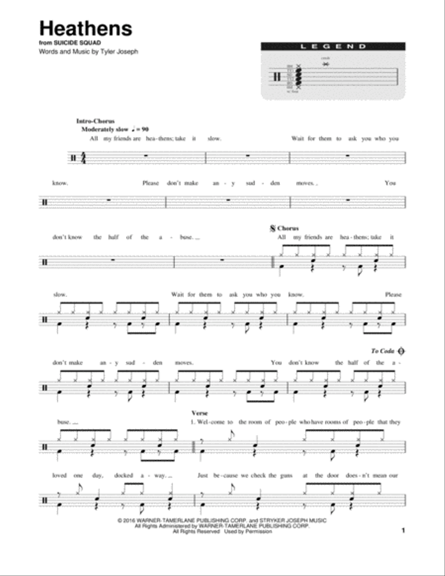 Heathens Heathens Drum Set scores gallery preview page 1
