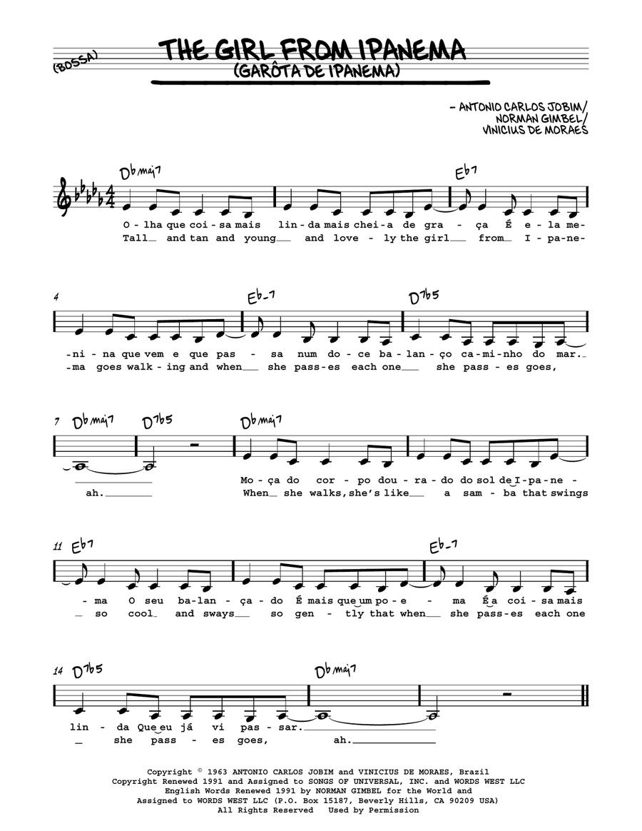 The Girl From Ipanema (feat. Astrud Gilberto) Voice scores gallery preview page 1