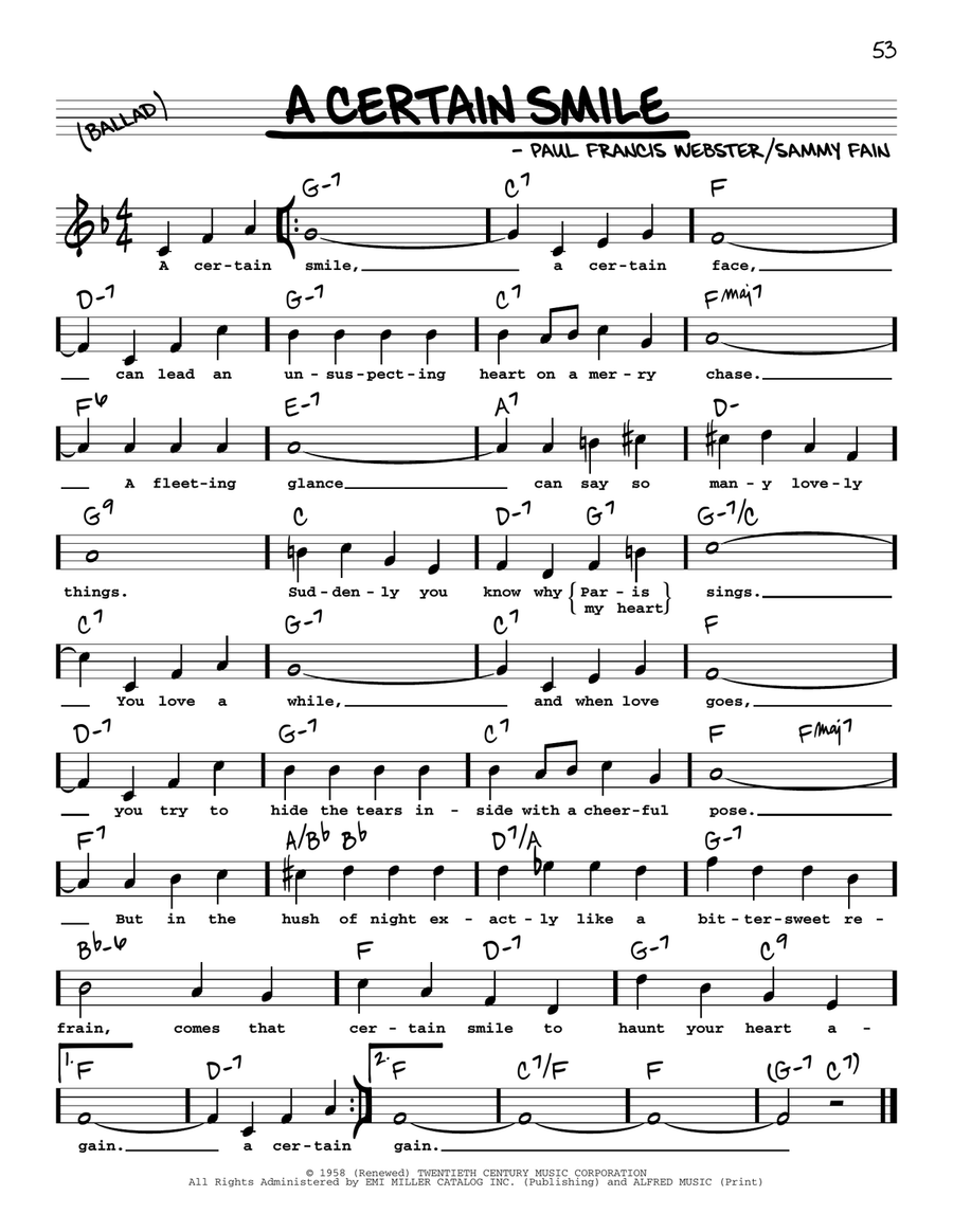 A Certain Smile (High Voice) High Voice scores gallery preview page 1