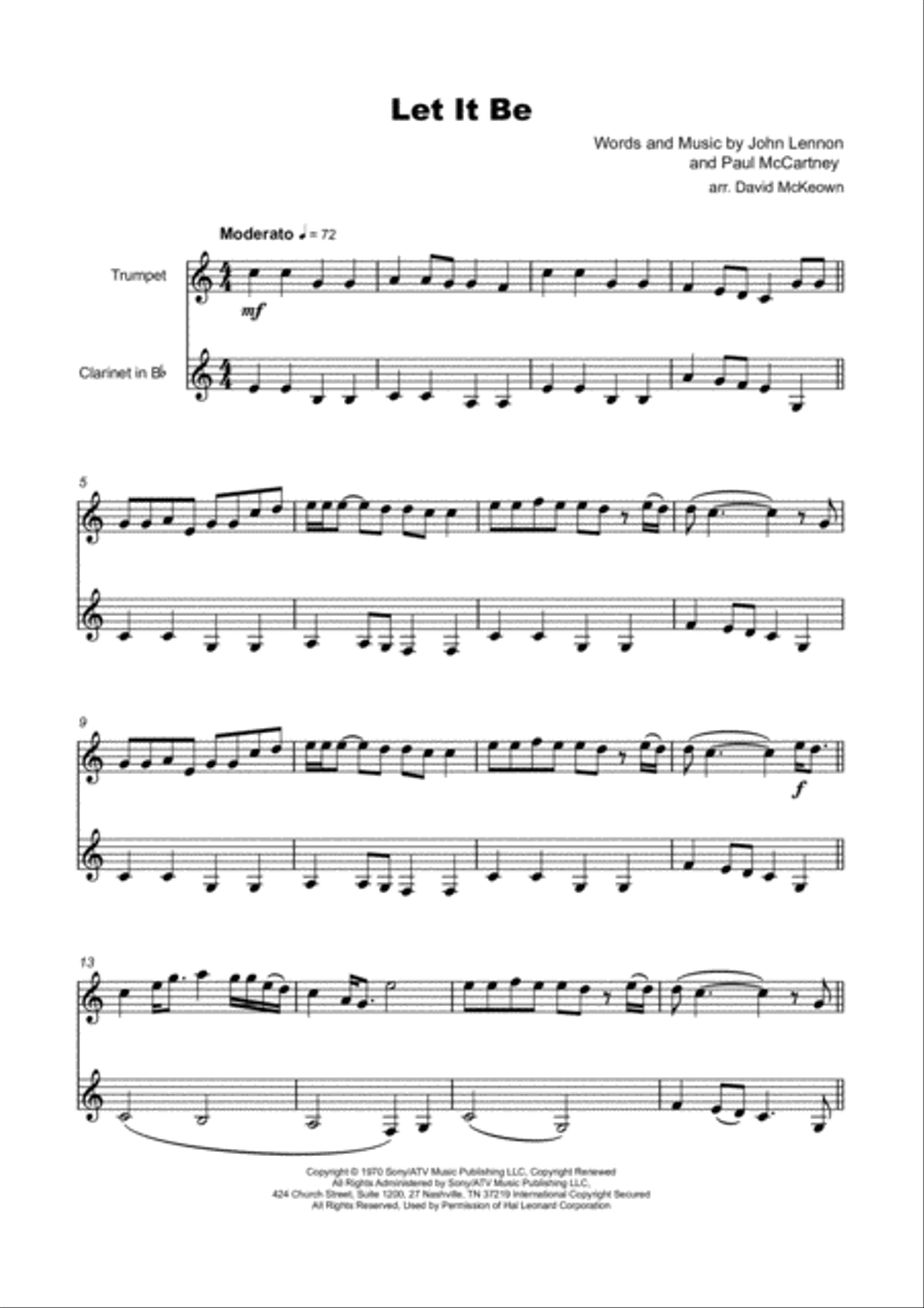 Let It Be Clarinet scores gallery preview page 2