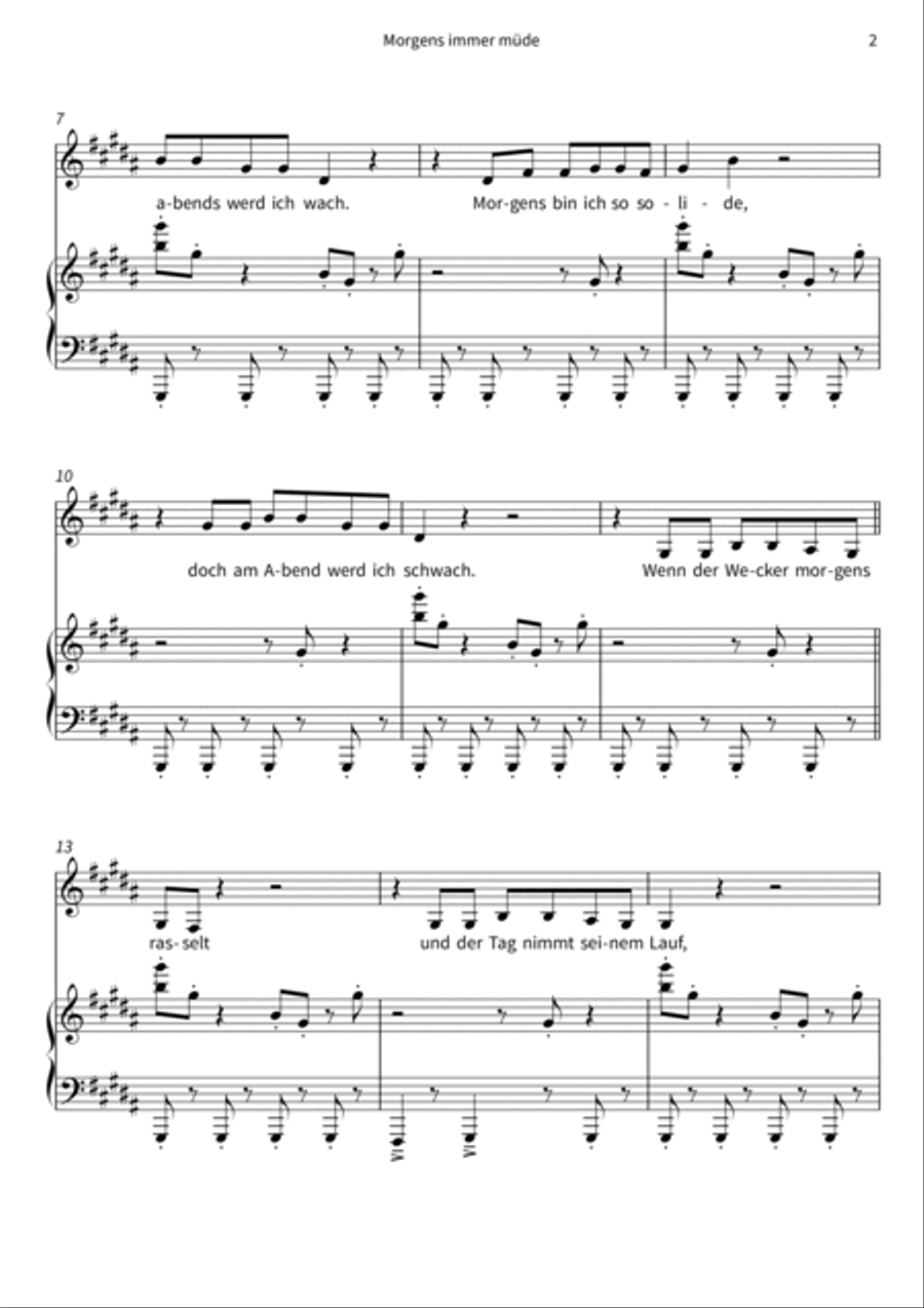 Morgens immer müde Piano, Vocal, Guitar scores gallery preview page 4