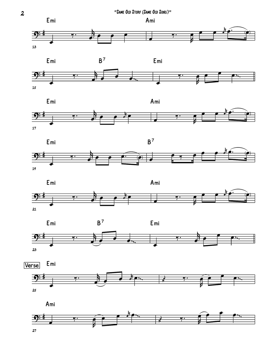 Same Old Story (same Old Song) Bass Guitar Tablature scores gallery preview page 2