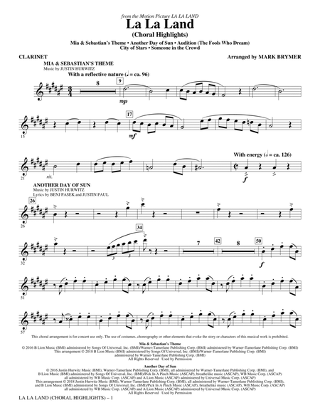 La La Land: Choral Highlights (arr. Mark Brymer) - Clarinet