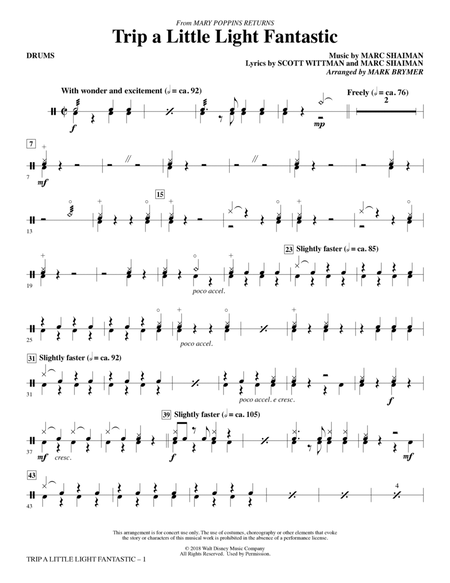 Trip a Little Light Fantastic (from Mary Poppins Returns) (arr. Mark Brymer) - Drums
