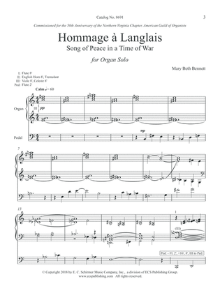Book cover for Hommage à Langlais: Song of Peace in a Time of War (Downloadable)