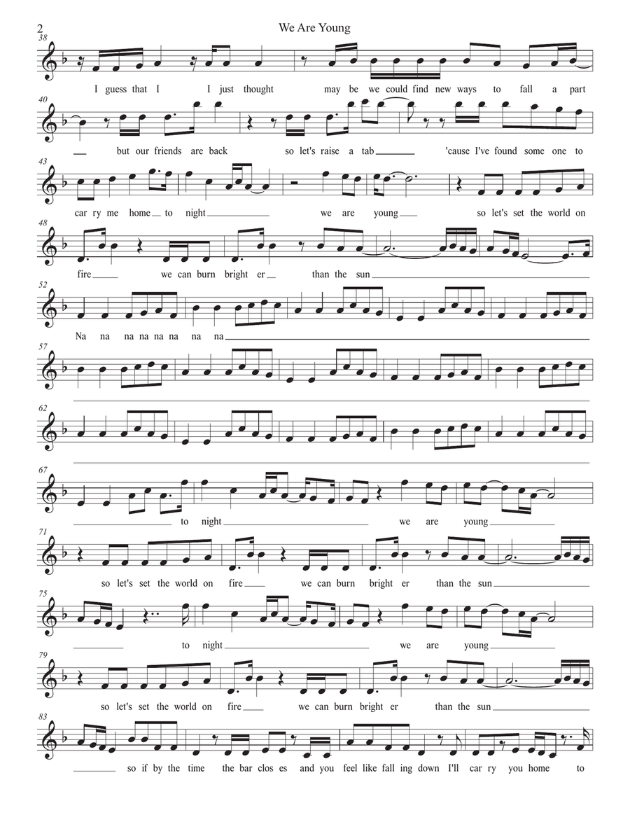 We Are Young Violin Solo scores gallery preview page 2
