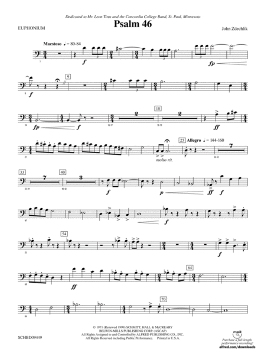 Psalm 46: Baritone B.C. Concert Band scores gallery preview page 1