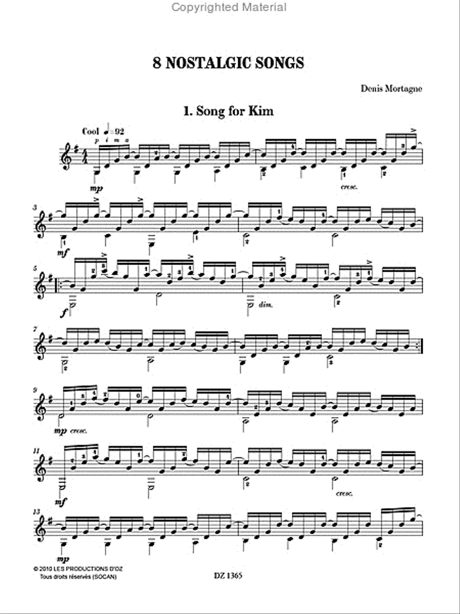 Album de vacances, vol. 5 / 8 Nostalgic Songs Classical Guitar scores gallery preview page 2