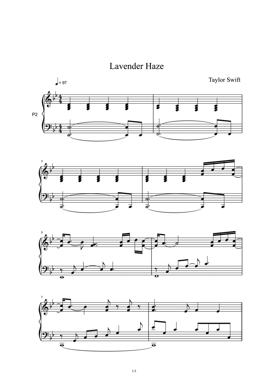 Lavender Haze Voice scores gallery preview page 1