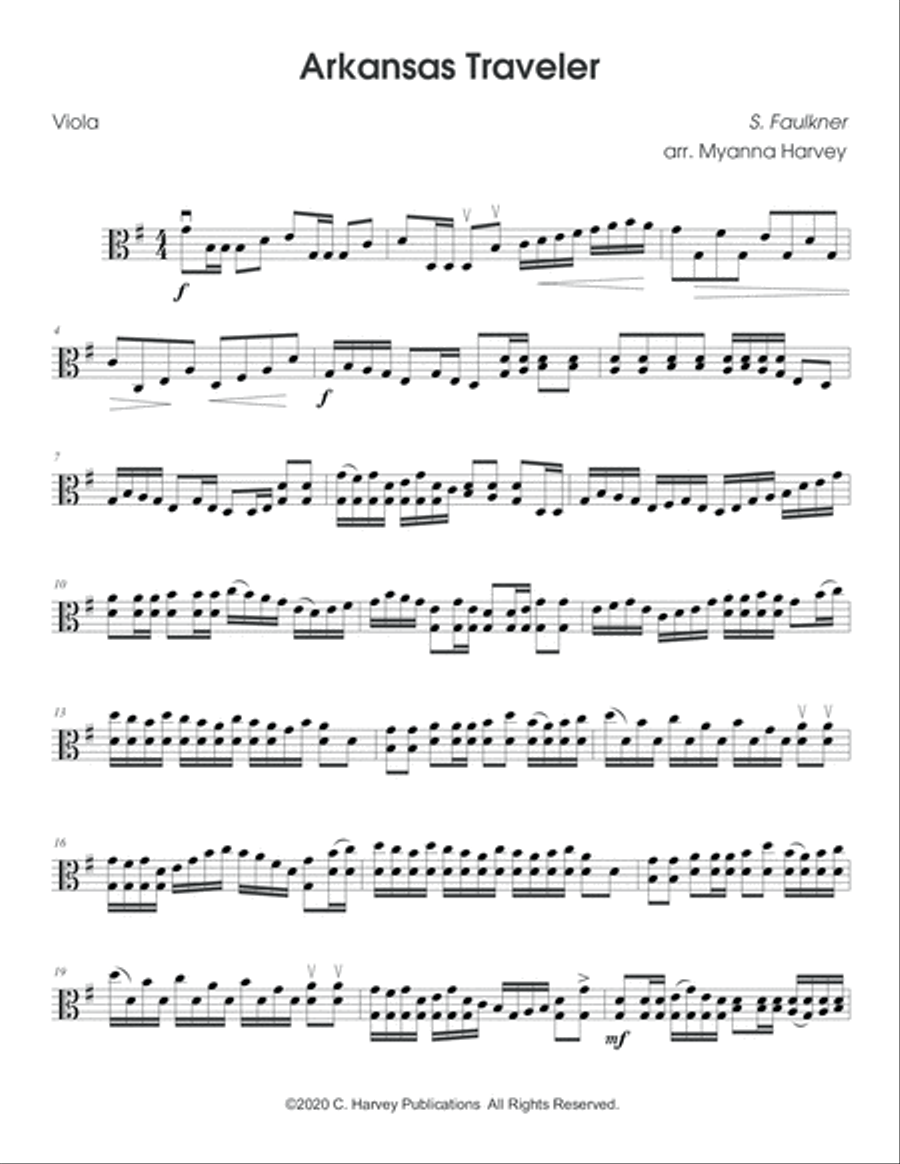 Arkansas Traveler for Solo Viola - Variations on an Unaccompanied Fiddle Tune - PDF download Viola Solo scores gallery preview page 3