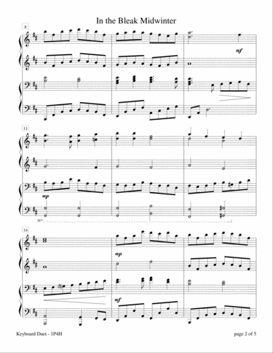 In the Bleak Midwinter (1 Piano, 4 Hands Duet) 1 Piano, 4-Hands scores gallery preview page 5