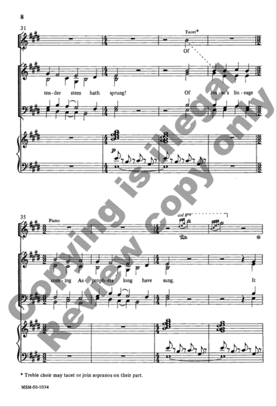 Lo, How a Rose E'er Blooming 4-Part scores gallery preview page 7
