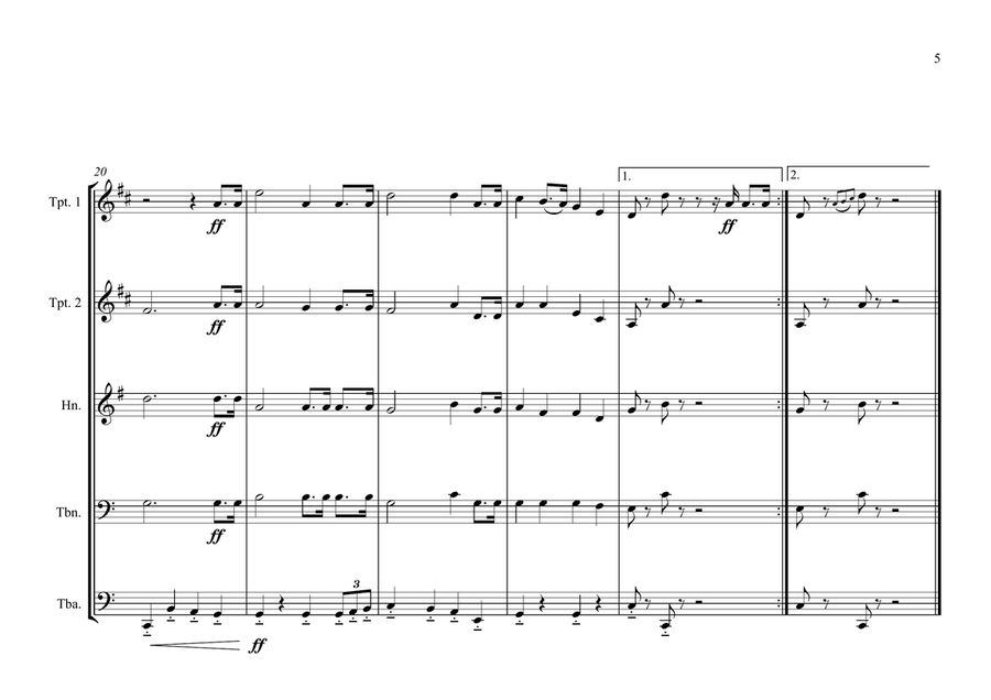 Angolan National Anthem for Brass Quintet (World National Anthem Series) Brass Quintet scores gallery preview page 5