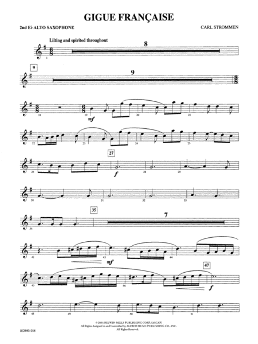 Gigue Française: 2nd E-flat Alto Saxophone Concert Band scores gallery preview page 1