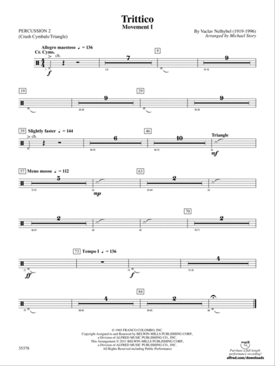 Trittico: 2nd Percussion Concert Band scores gallery preview page 1