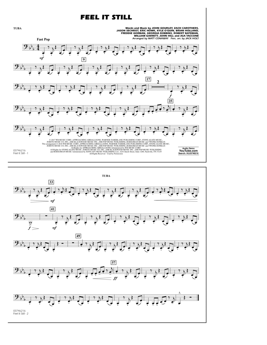 Feel It Still - Tuba Tuba scores gallery preview page 1