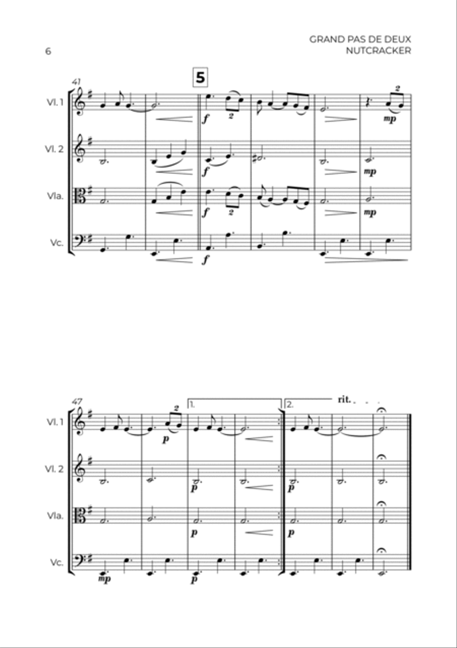 GRAND PAS DE DEUX - NUTCRACKER - STRING QUARTET String Quartet scores gallery preview page 6