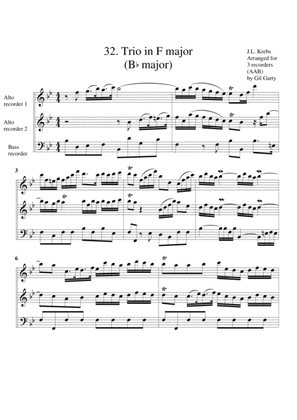 Organ trio in F major (Breitkopf edition no.32) (arrangement for 3 recorders)