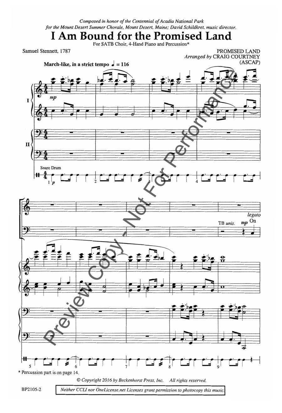 I Am Bound for the Promised Land 4-Part scores gallery preview page 3