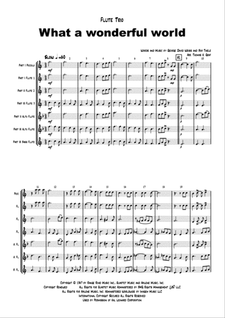 What A Wonderful World Woodwind Ensemble scores gallery preview page 1