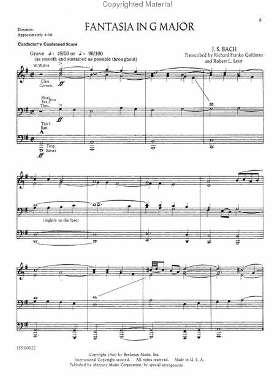 Fantasia in G Major Concert Band scores gallery preview page 2