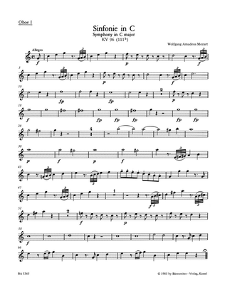 Book cover for Symphony C major, KV 96(111b)