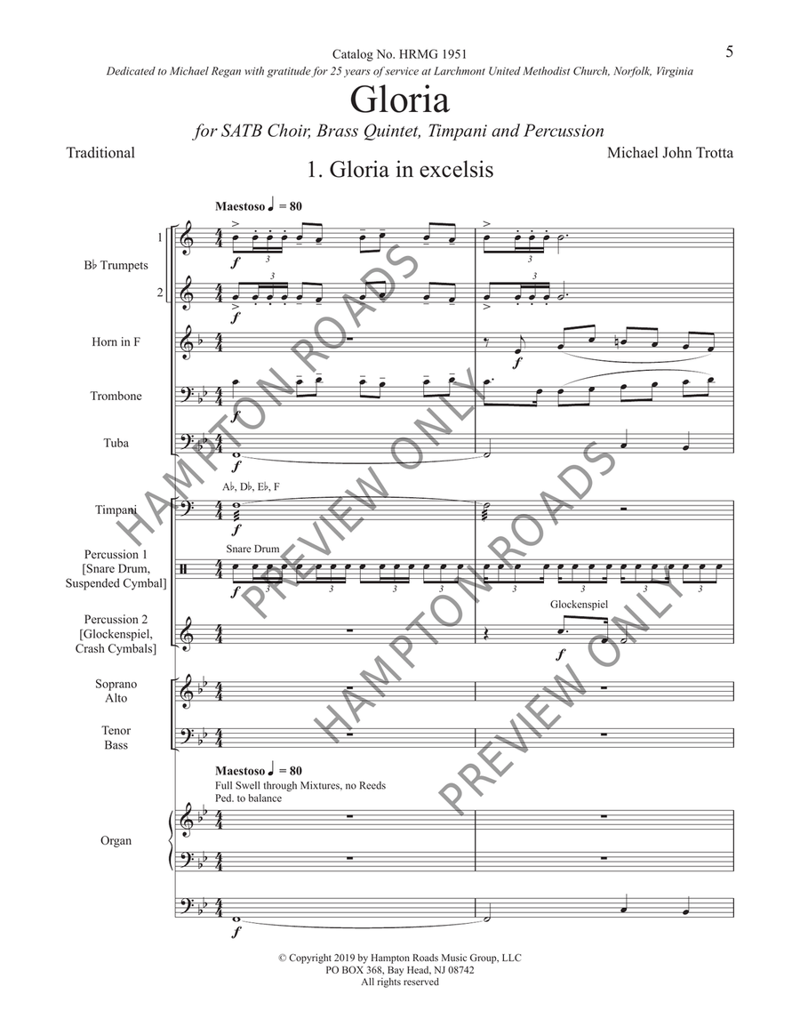 Gloria (Full Score for Organ, Brass, Percussion) Choir scores gallery preview page 8