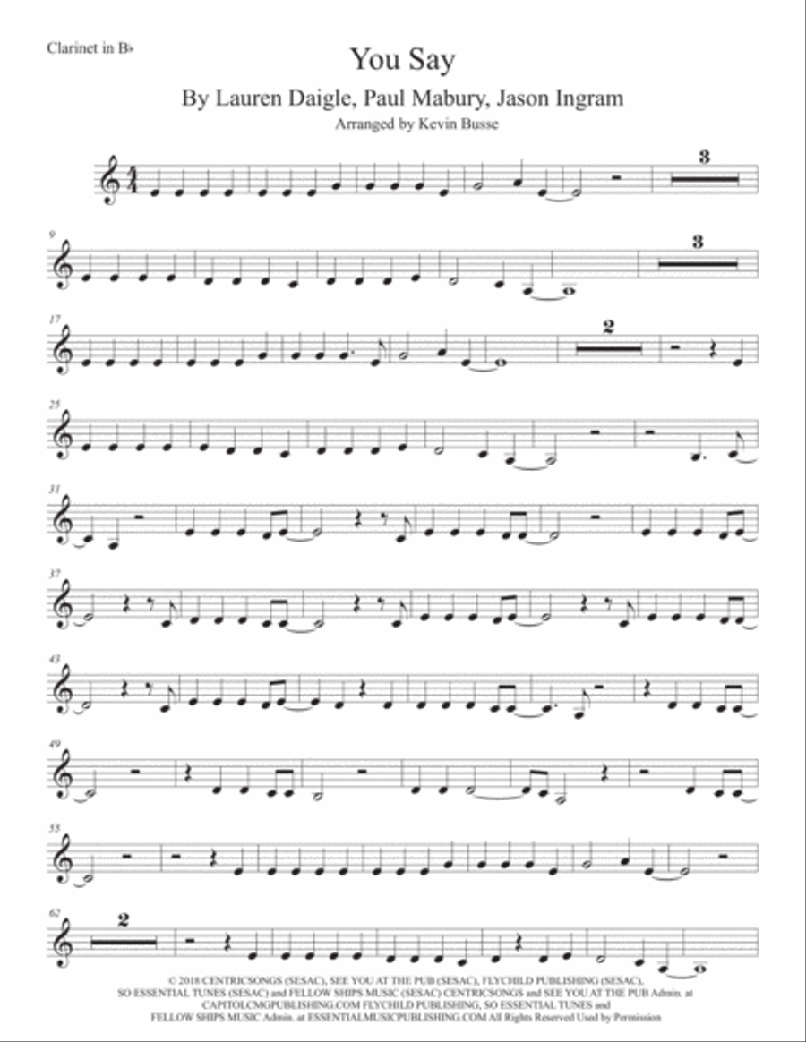 You Say Clarinet Solo scores gallery preview page 1