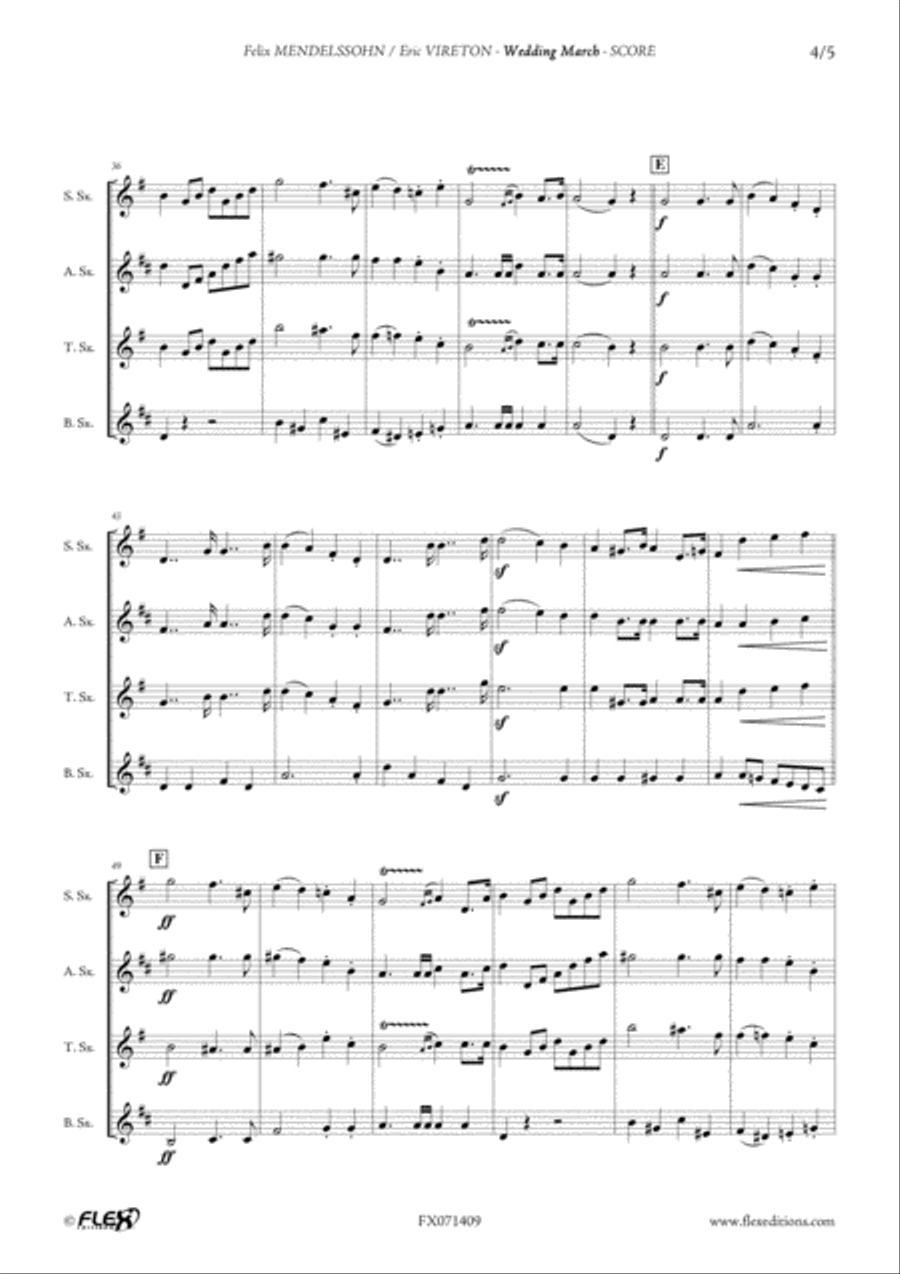 Wedding March Saxophone Quartet scores gallery preview page 4