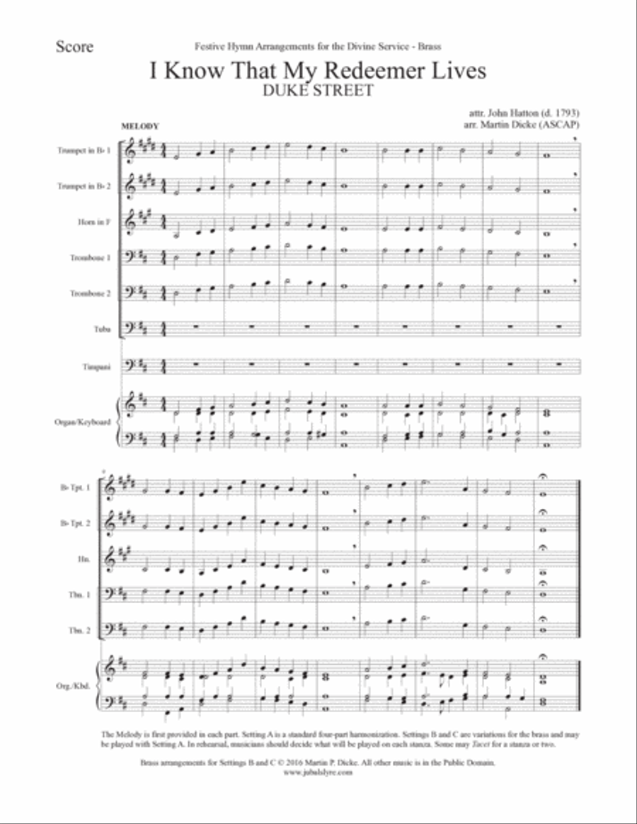 I Know That My Redeemer Lives (Brass, Timpani, Organ/Keyboard) Euphonium scores gallery preview page 2