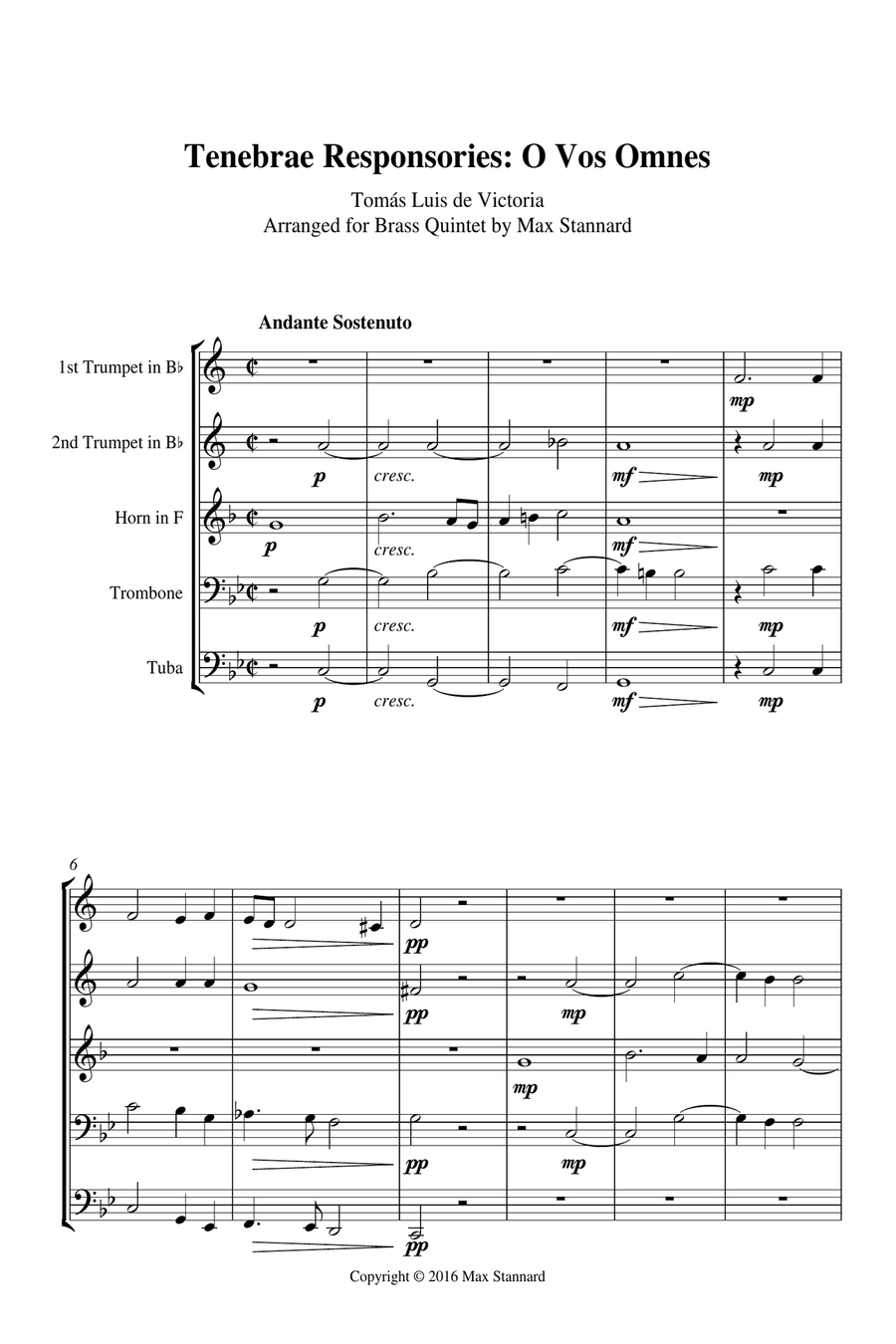 Tenebrae Responsories: O Vos Omnes Brass Ensemble scores gallery preview page 2