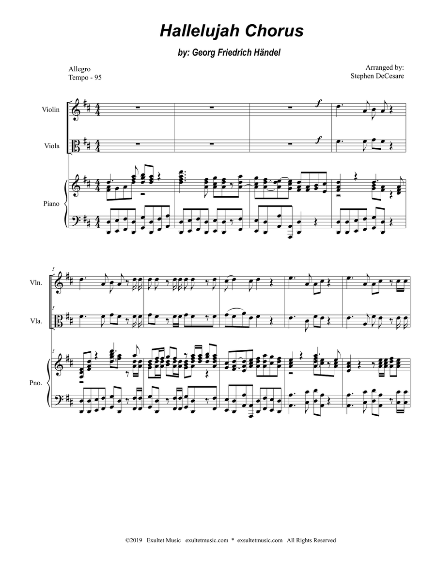 Hallelujah Chorus (Duet for Violin and Viola) String Duet scores gallery preview page 1